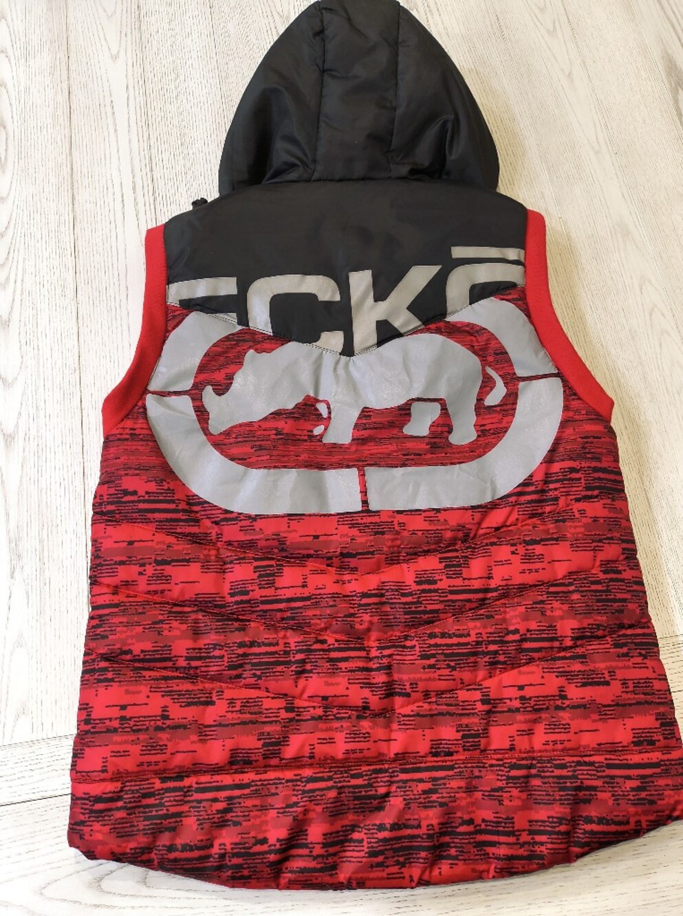 Ecko Unlimited Red & Black Quilted Hooded Vest